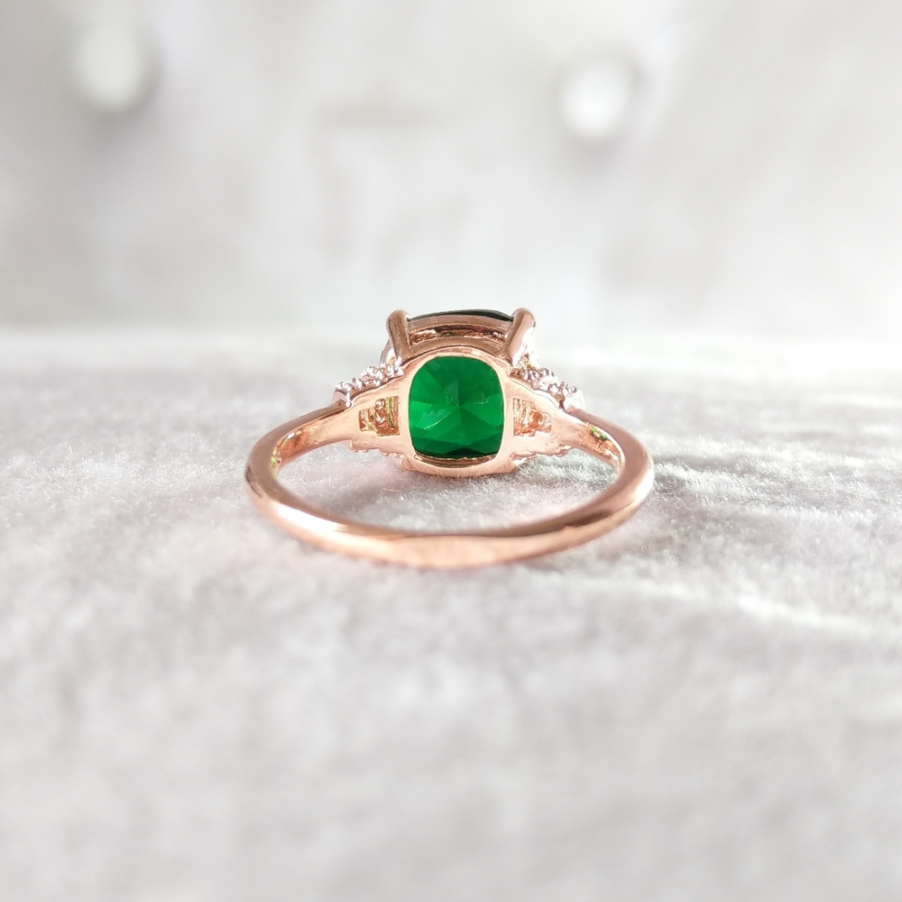 🔥LAST 1🔥NEW ROSE GOLD PLATED EMERALD RING - Picture 14 of 15